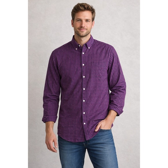 John Bartlett Other - John Bartlett Consensus Button Shirt Men XXL Purple/navy Plaid dadcore cabincore